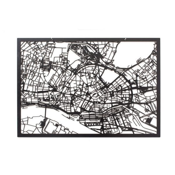 3D Stadtplan Hamburg schwarz