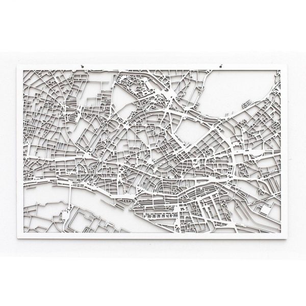 3D Stadtplan Hamburg weiß