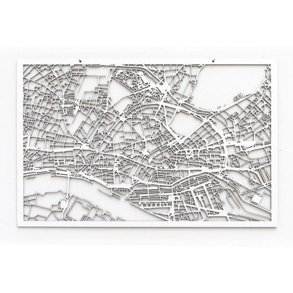 3D Stadtplan Hamburg weiß