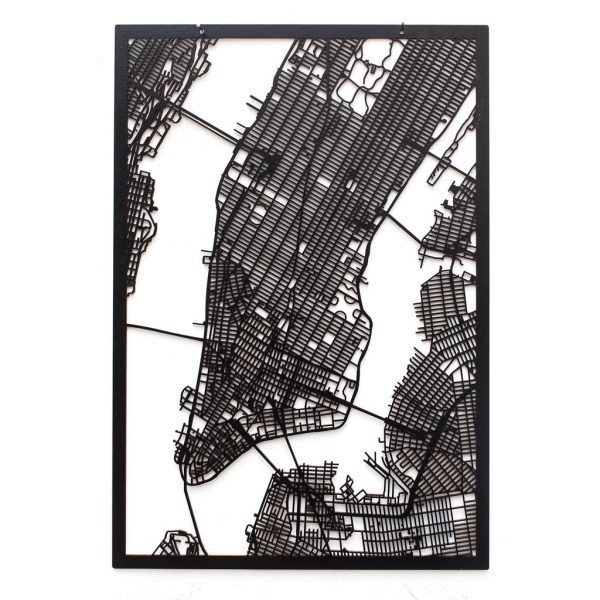 3D Stadtplan Manhattan, New York schwarz