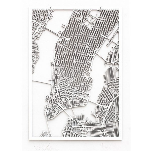 3D Stadtplan Manhattan, New York weiß