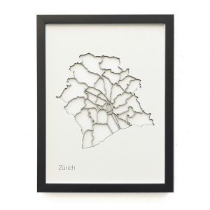 3d Bild Stadtteile Zürich Schweiz, schwarzer Rahmen